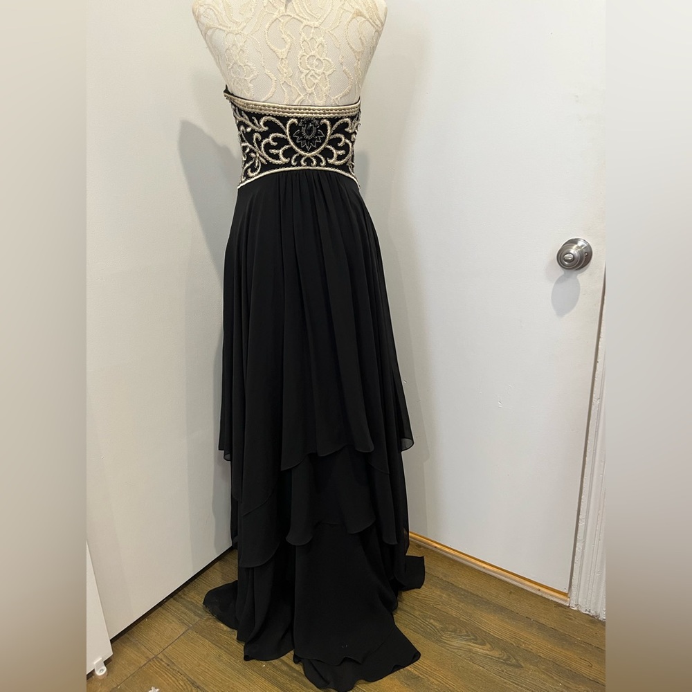 Sue Wong Vintage Black Strapless High-Low Beaded Bodice Gown Sz. 4 - Picture 7 of 12